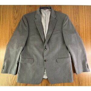TOMMY HILFIGER Mens 42R Solid Gray Blazer Sport Coat Suit Jacket Checked Lining